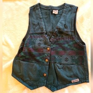 Bridge - Vintage Southwestern Style Green Vest - Size S